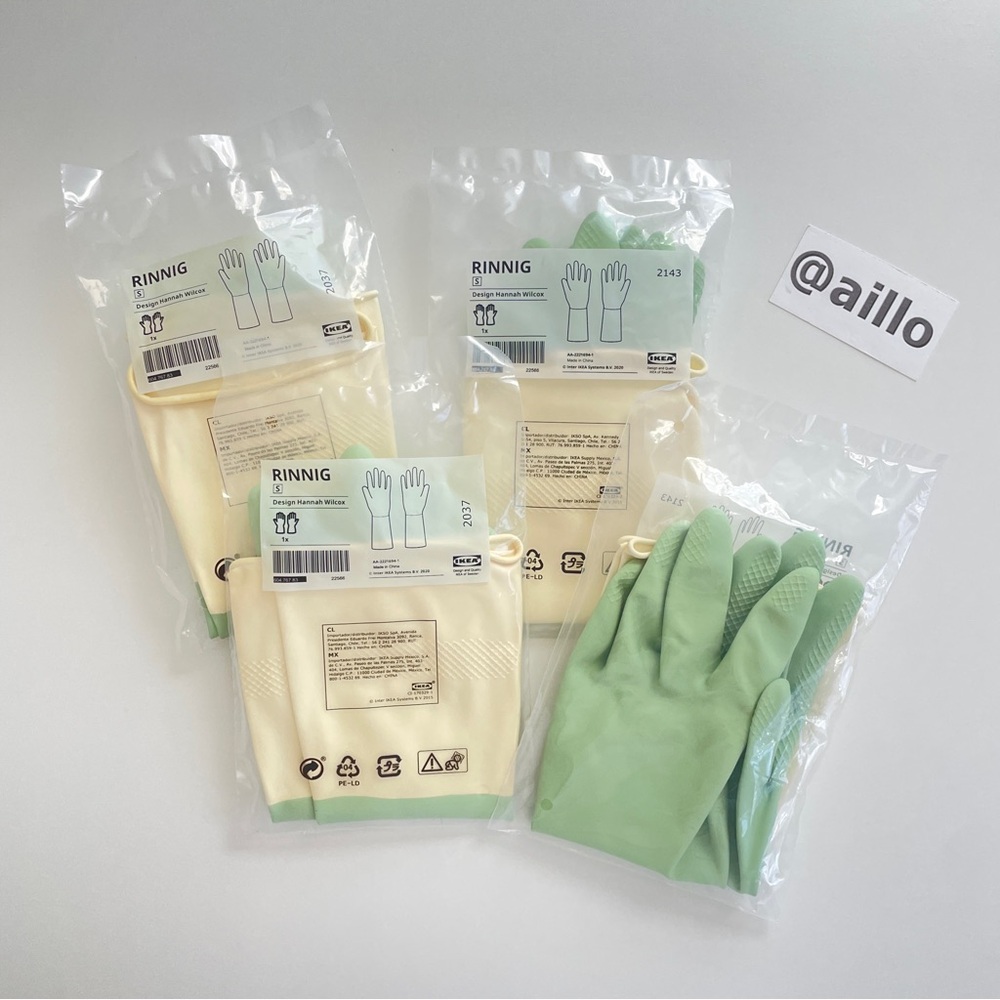 3 IKEA RINNIG Cleaning gloves, green, S